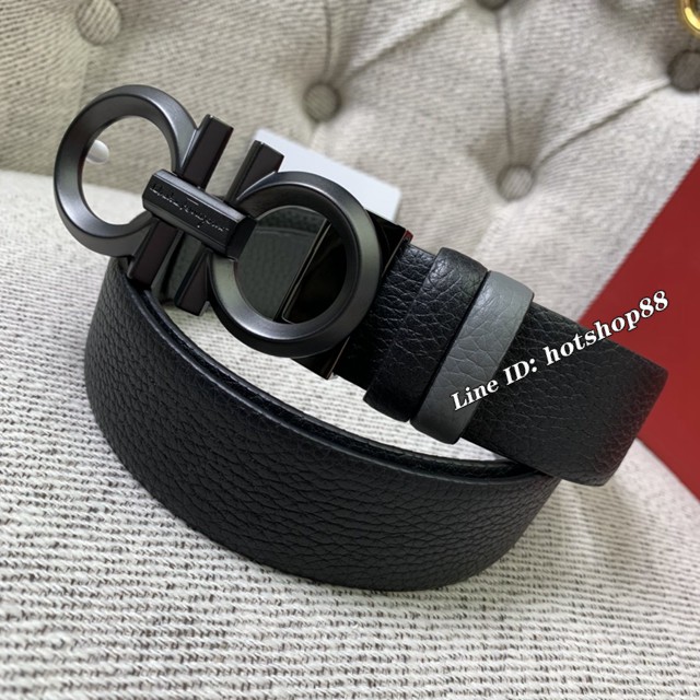 菲拉格慕專櫃款男士皮帶 Ferragamo雙面牛皮紋理腰帶  jjp2278